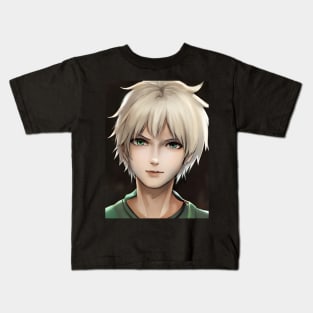 White Hair Anime Boy Kids T-Shirt